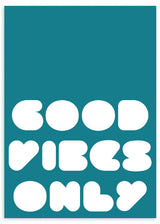 Cuadro con frase, colorido, Posters, Prints, & Visual Artwork, Good Vibes Only Aguamarina