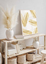 Decoración con cuadros, ideas - lámina decorativo de hojas doradas, ilustración floral