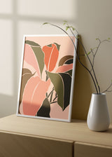 Decoración con cuadros, ideas -  lámina decorativa de ilustración de hojas en tonos beige y pastel