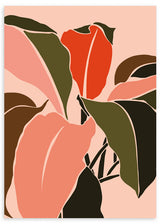 lámina decorativa de ilustración de hojas en tonos beige y pastel