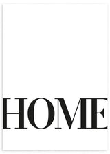 lámina decorativa en blanco y negro y minimalista con palabra home