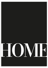 Cuadro con la palabra HOME en letras serif blancas sobre fondo negro, composición tipográfica limpia de alto contraste y estilo con frases. Disponible en kudeko.com