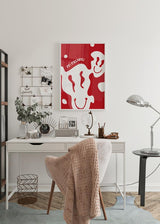 Decoración con cuadros, ideas - Decoración con cuadros, ideas - lámina decorativa lámina decorativa de ilustración smiley face (cara feliz, emoji sonrisa) color rojo brillante. Cuadro para estudio.