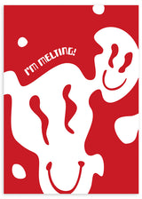 Decoración con cuadros, ideas - lámina decorativa lámina decorativa de ilustración smiley face (cara feliz, emoji sonrisa) color rojo brillante. Cuadro para estudio.