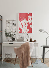 Decoración con cuadros, ideas -  lámina decorativa lámina decorativa de ilustración smiley face (cara feliz, emoji sonrisa) color salmón. Cuadro para estudio.