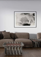 Decoración con cuadros, ideas - cuadro abstracto con brocha negra sobre fondo beige