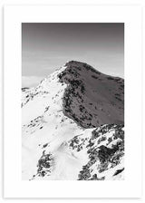 lámina decorativa fotográfica en blanco y negro de montaña nevada - kudeko