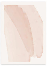 Tableau avec composition abstraite de larges bandes en rose poudré, beige clair et tons nude doux, dans un style délicat et lumineux. Disponible sur kudeko.com