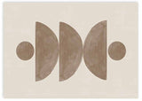 Cuadro horizontal con semicírculos y círculos en tonos beige, arena y marrón topo sobre fondo crema, de estilo geométrico. Disponible en kudeko.com