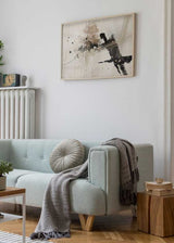 Cuadro horizontal abstracto de ilustración en tonos beige y negro. Combina este cuadro con el resto de su colección Paint Explosion para crear el mural perfecto.