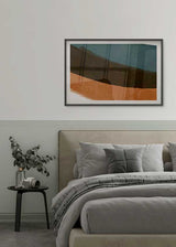 Cuadro horizontal abstracto y minimalista en tonos cálidos y otoñales. Esta lámina decorativa actual dará a tu hogar la calidez que realmente quieres. Combínala en tus paredes con otras obras cálidas en tu salón, dormitorio.