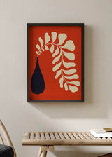 decoración con cuadros, ideas - lámina decorativa de estilo floral y abstracta muy colorida, rojo y negro - kudeko