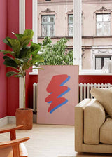 decoración con cuadros, ideas - lámina decorativa de ilustración de rayo en tonos rosas y azules, colorida - kudeko