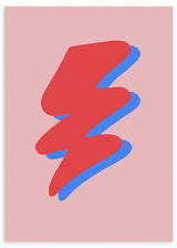 lámina decorativa de ilustración de rayo en tonos rosas y azules, colorida - kudeko