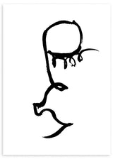 lámina decorativa abstracta en blanco ynegro de media cara, ilustración - kudeko