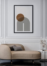 Decoración con cuadros, ideas - cuadro abstracto y geométrico con formas circulares en tonos otoñales