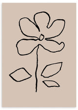 lámina decorativa de ilustración abstracta de flor sobre fondo beige tierra - kudeko