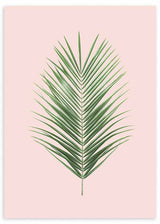 lámina decorativa de hoja de palmera verde sobre fondo beige crema, estilo nórdico y de flores - kudeko