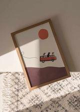 decoración con cuadros, ideas - lámina decorativa de collage vintage de perros en furgoneta, caravana - kudeko