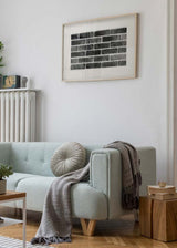 Decoración con cuadros, ideas - cuadro de fotografía de ladrillo visto en blanco y negro