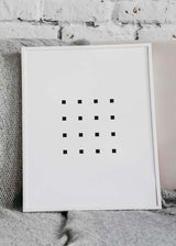 Decoración con cuadros, ideas -  lámina decorativa minimalista y moderna en blanco y negro con puntos negros sobre fondo blanco