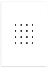lámina decorativa minimalista y moderna en blanco y negro con puntos negros sobre fondo blanco