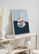 decoración con cuadros, ideas - lámina decorativa collage vintage colorido de mujer durmiendo en taza de café - kudeko