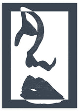 lámina decorativa abstracta de rostro femenino en colores blancos y azules