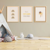 Decoración con cuadros, mural - cuadro infantil de gato astronauta. Cuadro infantil de animales. Ilustración infantil de gato. Lámina decorativa.