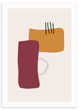 lámina decorativa abstracta y moderna en tonos burdeos y amarillo, geométrico