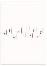 lámina decorativa con frase simplicity, minimalista y moderna, estilo decoración nórdico