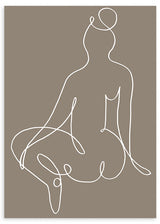 lámina decorativa abstracta de ilustración artística de mujer sobre fondo marrón - kudeko