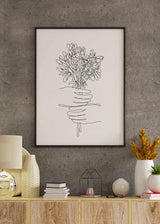 Decoración con cuadros, ideas - cuadro abstracto con flores y manos en blanco y negro