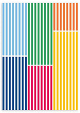lámina decorativa colorida y geométrica con líneas verticales minimalistas en varios colores - kudeko