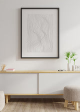 Decoración con cuadros, ideas -  cuadro abstracto con textura de ondas en blanco y negro. Lámina decorativa.