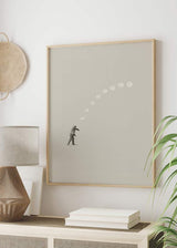 decoración con cuadros, ideas - lámina decorativa de collage vintage de abuelo / anciano tirando la luna - kudeko