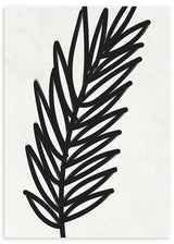 lámina decorativa minimalista y en blanco y negro de flor, hoja dibujada en trazo grueso