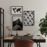 Decoración con cuadros, mural - cuadro de montañas abstracto en blanco y negro