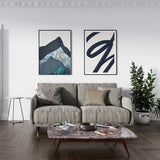 Decoración con cuadros, mural -  cuadro de montañas abstracto en azul y verdes