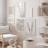 decoración con cuadros, mural - lámina decorativa fotográfica de pampas secas en estilo nórdico y floral, tonos beige - kudeko