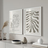 decoración con cuadros, mural - lámina decorativa abstracta sobre fondo beige y formas en marrón