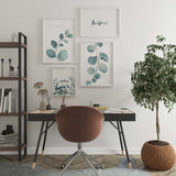 Decoración con cuadros, mural - Cuadro con palabra "Home" en estilo floral y tonos verdes