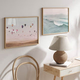 decoración con cuadros, mural - lámina decorativa de mar y olas, montañas al fondo, fotografía - kudeko