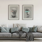 Decoración con cuadros, mural - de cuadros de esculturas y efectos modernos. Lámina decorativa.