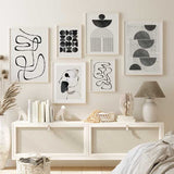 decoración con cuadros, mural - lámina decorativa abstracta en blanco y negro con pinceladas en negro - kudeko