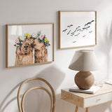 decoración con cuadros, mural - lámina decorativa horizontal de fotografía graciosa y alegre de alpacas, pareja - kudeko
