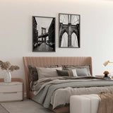 Decoración con cuadros, mural - lámina decorativa de fotografía del puente de Brooklyn en blanco y negro