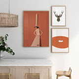 decoración con cuadros, mural- lámina decorativa de estilo vintage de collage de mujer vestida de edificio - kudeko