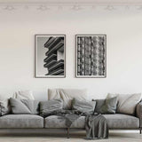 Decoración con cuadros, mural - cuadro de fotografía de fachada edificio y ventanas en blanco y negro. Lámina decorativa.