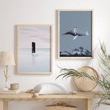 decoración con cuadros, mural - lámina decorativa vintage de collage de mujer mirando por una puerta - kudeko